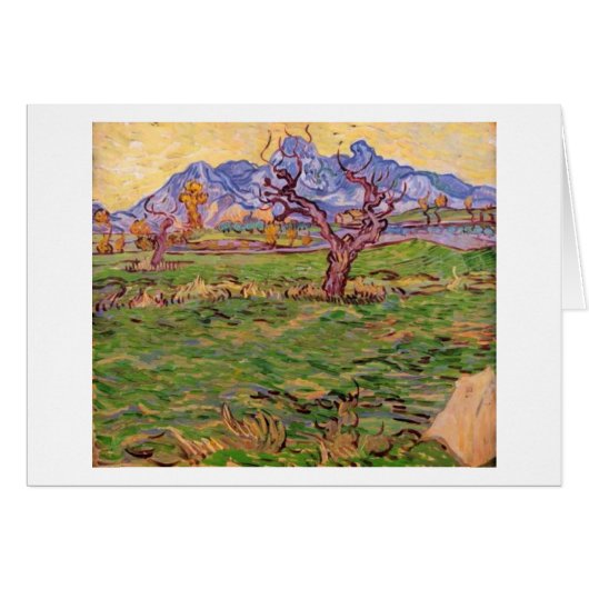 Landscape, Olive Tree, Mountains, Vincent van Gogh Cards (Front Horizontal)