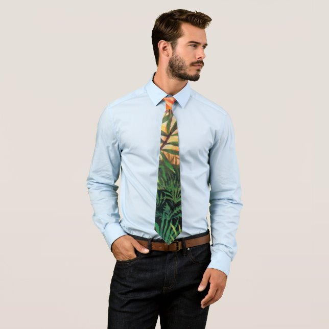 Landscape on Europa - Sci Fi Jupiter Moon Painting Neck Tie (In Situ)