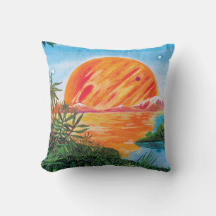 Landscape on Europa - Sci Fi Jupiter Moon Painting Throw Pillow