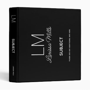 Landscape Orientation Custom Text Black 3 Ring Binder