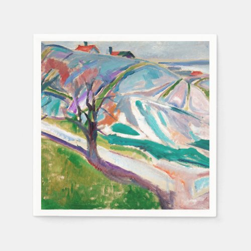Landscape Painting Edward Munch Expressionist Art Napkins