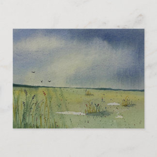 Landscape painting holiday postcard