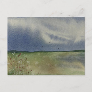 Landscape painting holiday postcard