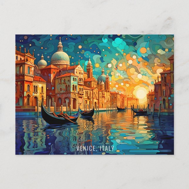 Landscape Painting Venice Canals Italy Travel Art Postcard (Front)