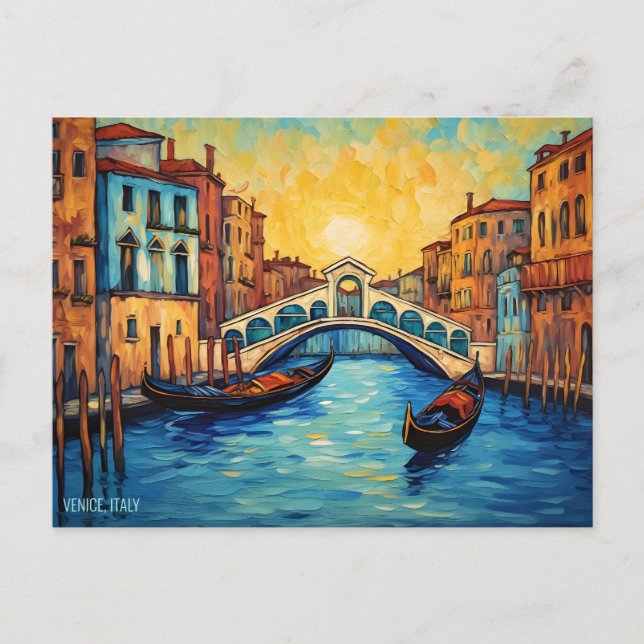 Landscape Painting Venice Canals Italy Travel Art Postcard (Front)