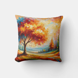 Landscape Painting With Bright Colors Throw Pillow