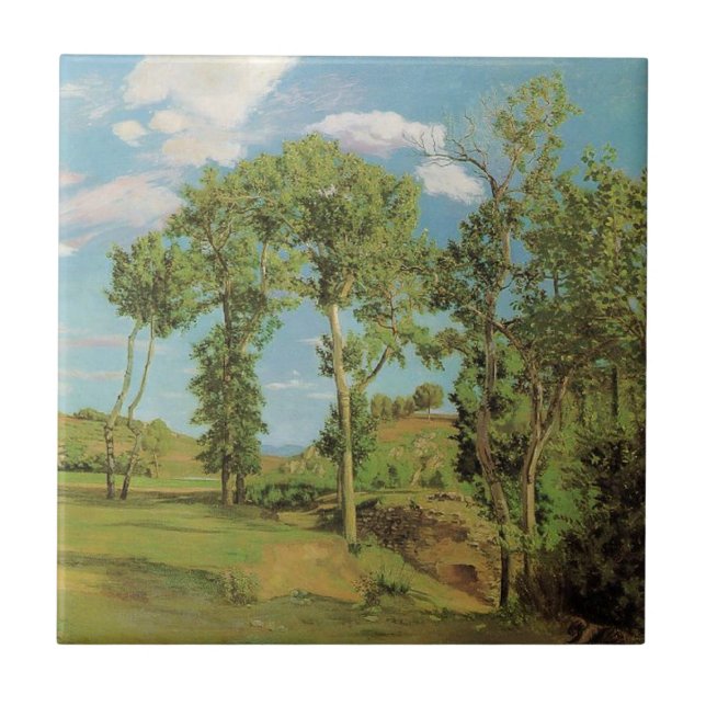 Landscape Paysage Frederic Bazille Impressionist Ceramic Tile (Front)