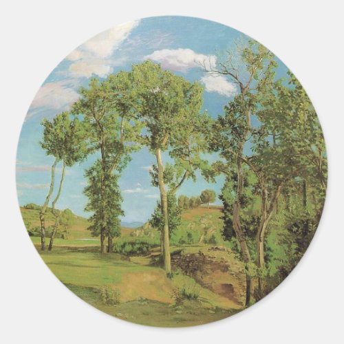 Landscape Paysage Frederic Bazille Impressionist Classic Round Sticker