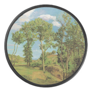 Landscape Paysage Frederic Bazille Impressionist Hockey Puck