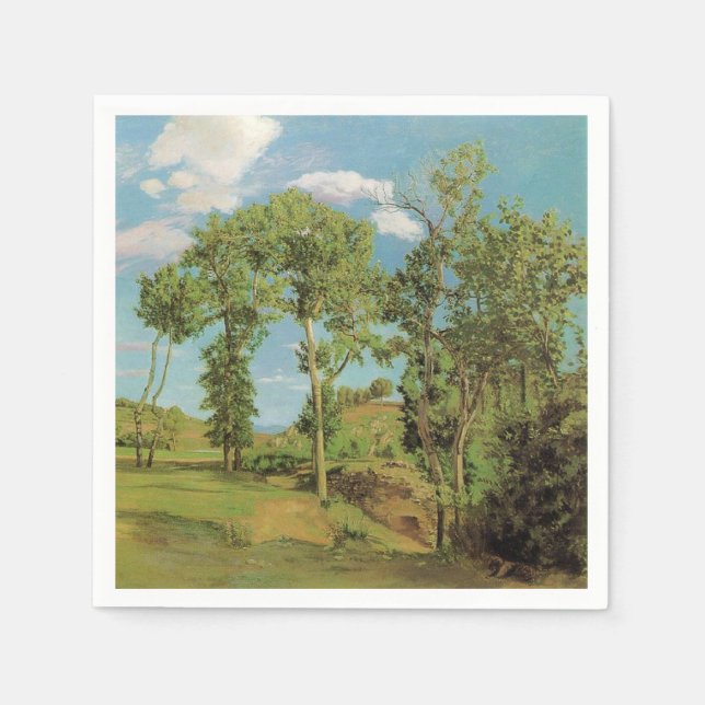 Landscape Paysage Frederic Bazille Impressionist Napkins (Front)