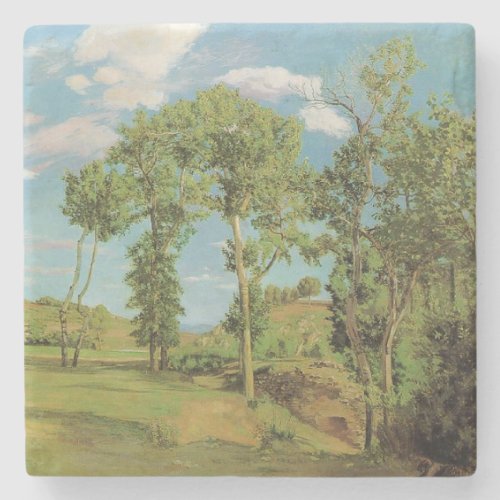 Landscape Paysage Frederic Bazille Impressionist Stone Coaster