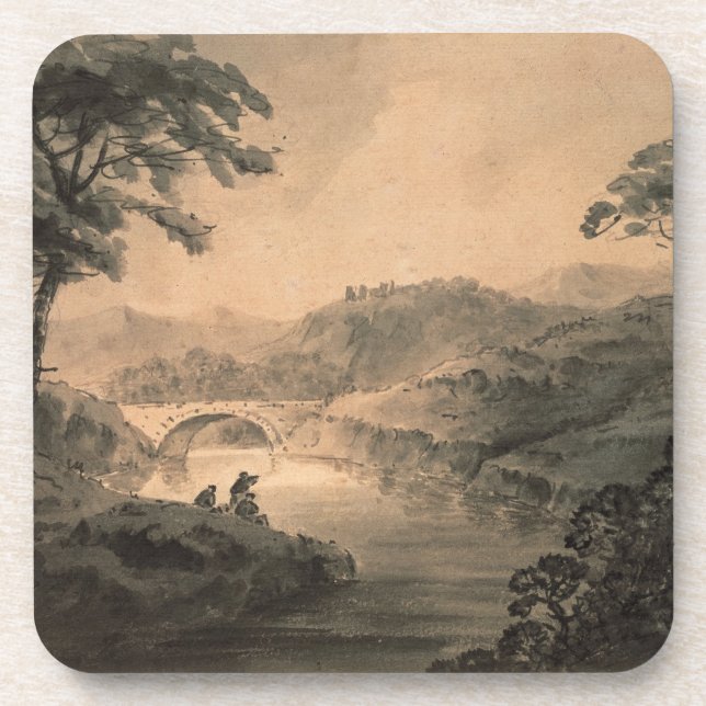 Landscape (pen & ink wash) beverage coaster (Front)