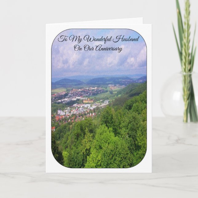Landscape Personalised Husband Wedding Anniversary Holiday Card (Front)