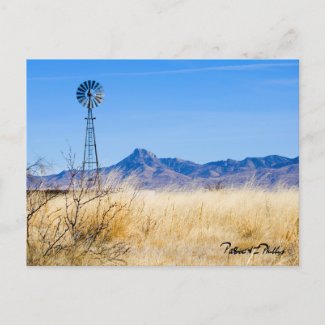 Landscape Photo Rustic Windmill Mountain Range