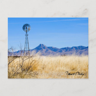 Landscape Photo Rustic Windmill Mountain Range Postcard