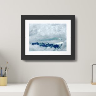 Landscape Photograph Snowy Mountains White Clouds Framed Art