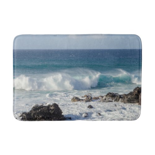 Landscape Photograph Waves In Maui Bath Mat