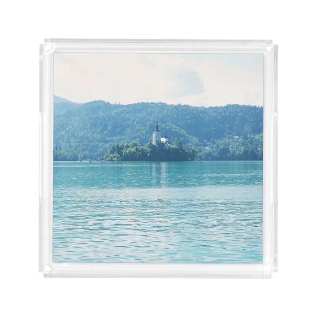 Landscape Photography Lake Mountain Blue Slovenia Acrylic Tray (Front)