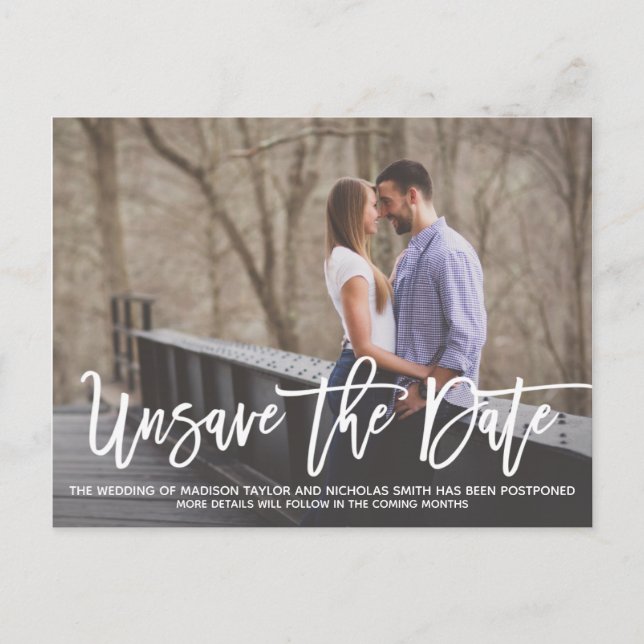 Landscape Picture Wedding Unsave The Date Postcard (Front)
