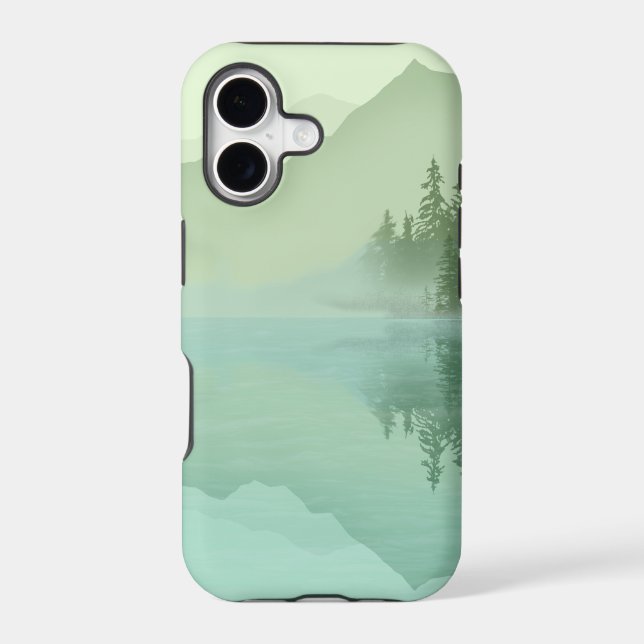 Landscape Reflection Lake Trees Green Iphone Case (Back)