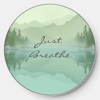 Landscape Reflection Lake Trees Green Just Breathe Wireless Charger