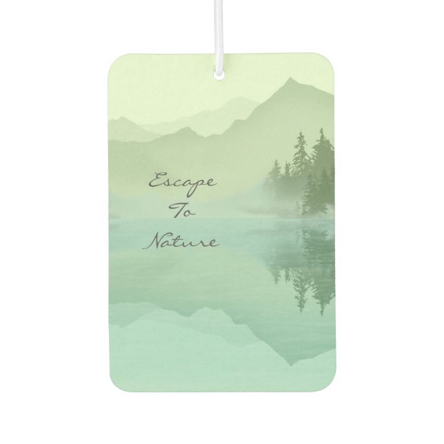 Landscape Reflection Lake Trees Green Motivational Air Freshener (Front)