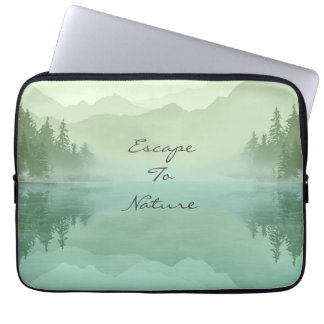 Landscape Reflection Lake Trees Green Motivational Laptop Sleeve