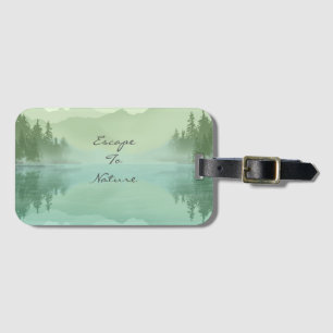 Landscape Reflection Lake Trees Green Motivational Luggage Tag