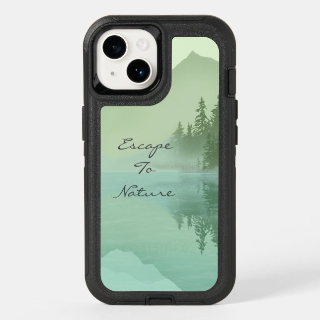 Landscape Reflection Lake Trees Green Motivational Otterbox iPhone Case (Back)