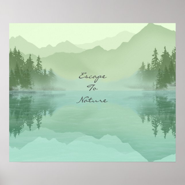 Landscape Reflection Lake Trees Green Motivational Poster (Front)