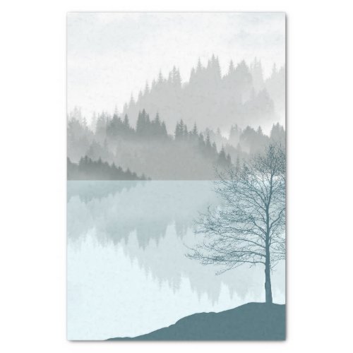 Landscape Reflection Lake Trees Green Tissue Paper