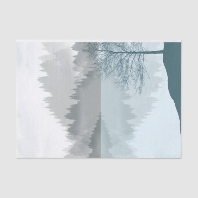 Landscape Reflection Lake Trees Green Tissue Paper (Front)