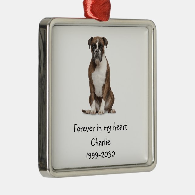 Landscape Size Photo Memorial Keepsake Pet Dog   Metal Ornament (Right)