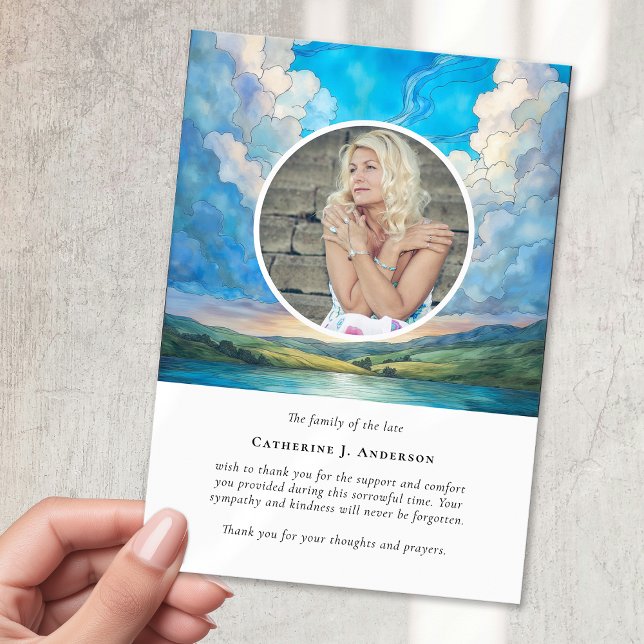 Landscape Sky Memorial Photo Sympathy Funeral Thank You Card (Creator Uploaded)