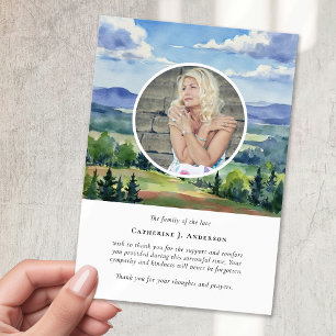 Landscape Sky Memorial Photo Sympathy Funeral Thank You Card