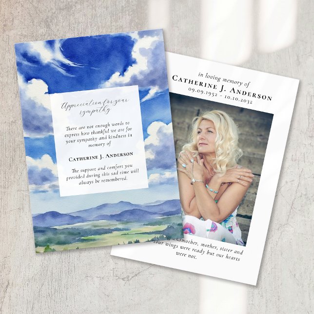 Landscape Sky Memorial Photo Sympathy Funeral Thank You Card (Creator Uploaded)