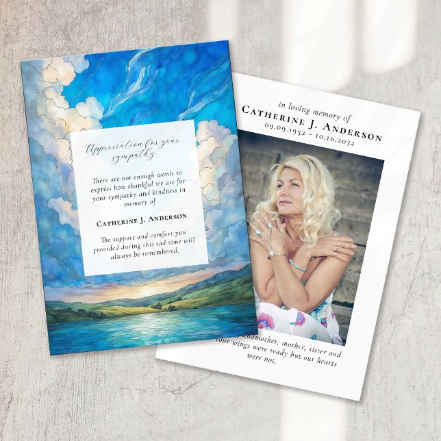 Landscape Sky Memorial Photo Sympathy Funeral Thank You Card (Creator Uploaded)