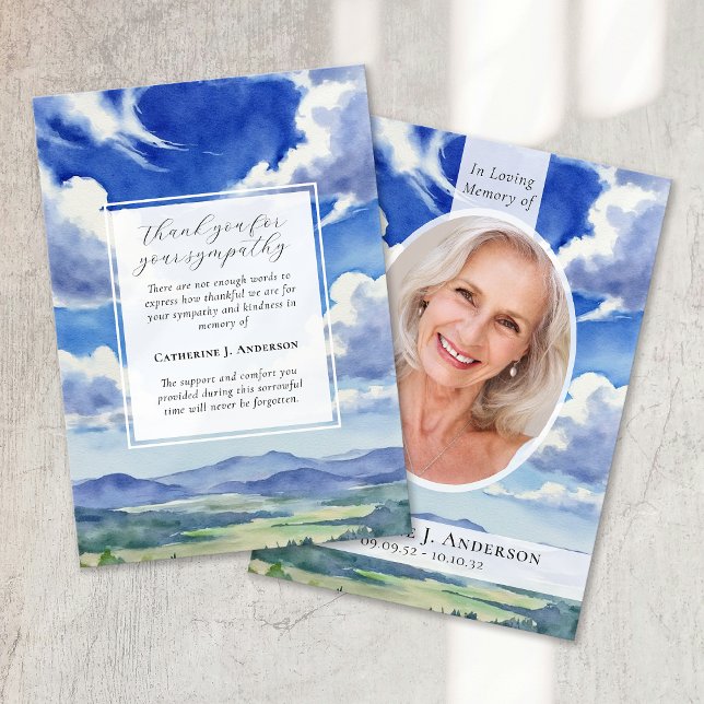 Landscape Sky Memorial Photo Sympathy Funeral Thank You Card (Creator Uploaded)