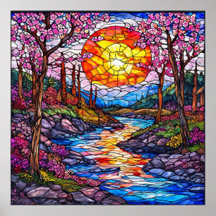 Landscape stained glass poster