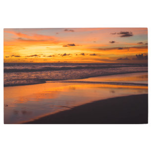 Landscape Sunset Beach Photography Orange Tropical Metal Print