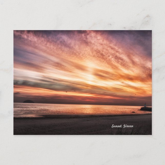 Landscape Sunset Girvan Beach Scotland Postcard (Front)