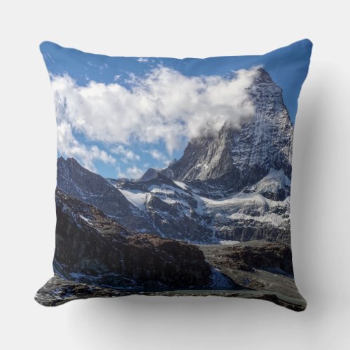 Landscape Swiss Alps Matterhorn Mountain Throw Pillow