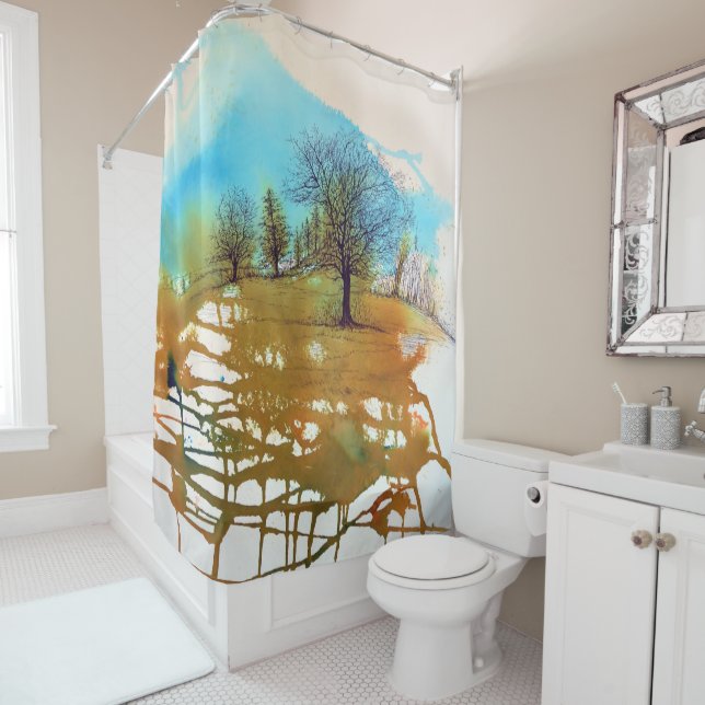 Landscape Tree Art Shower Curtain (In Situ)
