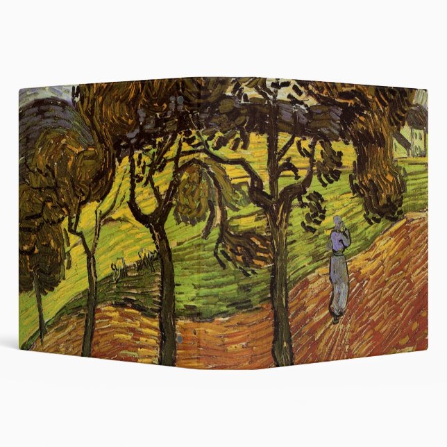 Landscape, Trees and Figures by Vincent van Gogh 3 Ring Binder (Background)