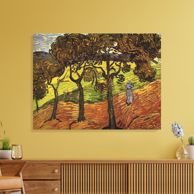 Landscape, Trees and Figures by Vincent van Gogh Canvas Print (Insitu(LivingRoom))