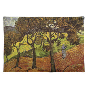Landscape, Trees and Figures by Vincent van Gogh Cloth Placemat