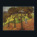 Landscape, Trees and Figures by Vincent van Gogh Postcard<br><div class="desc">Landscape with Trees and Figures by Vincent van Gogh is a vintage fine art post impressionism landscape nature painting. Trees and people on a hill in the forest at sunset. The peasants are going home after a long day of work in the fields on a farm. About the artist: Vincent...</div>