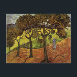 Landscape, Trees and Figures by Vincent van Gogh Postcard<br><div class="desc">Landscape with Trees and Figures by Vincent van Gogh is a vintage fine art post impressionism landscape nature painting. Trees and people on a hill in the forest at sunset. The peasants are going home after a long day of work in the fields on a farm. About the artist: Vincent...</div>