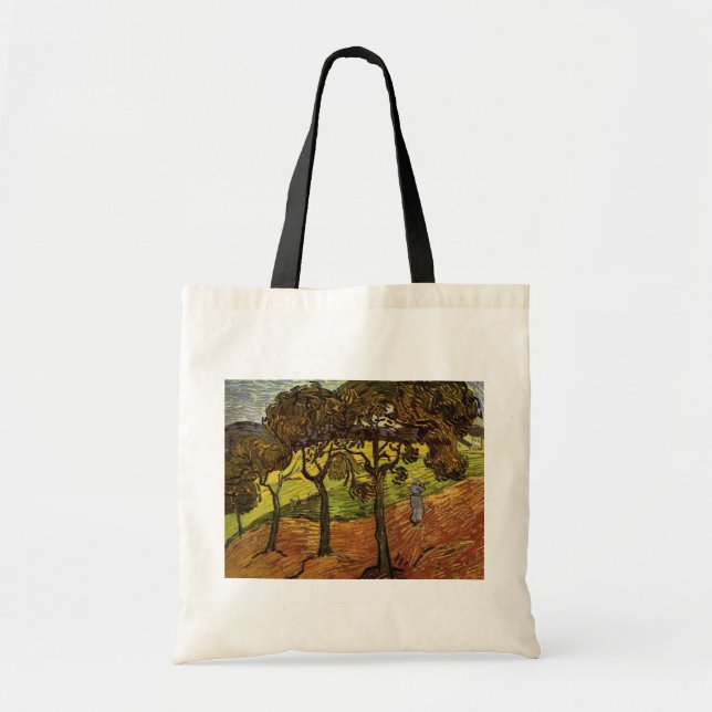 Landscape, Trees and Figures by Vincent van Gogh Tote Bag (Front)