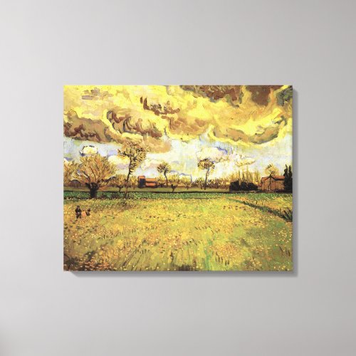 Landscape Under a Stormy Sky by Vincent van Gogh Canvas Print